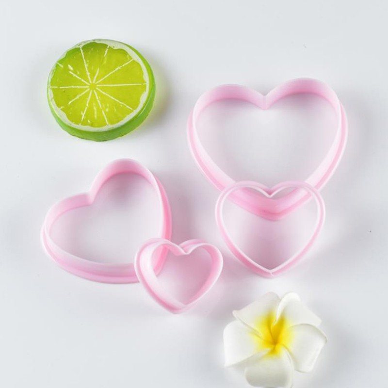 4pcs Heart Shaped Plastic Cake Mold Cookie Cutter Biscuit Stamp Sugar CraftB..X gallery