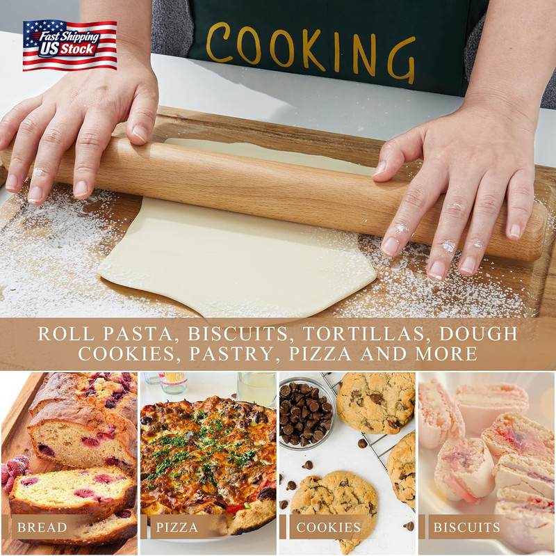 Bamber Wood Rolling Pin for Baking Wooden Rolling Dowel Stick Dough Roller for C gallery