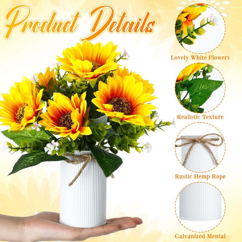 Silifine 12 Sets Sunflowers Centerpieces Tables Artificial Sunflower Vase gallery