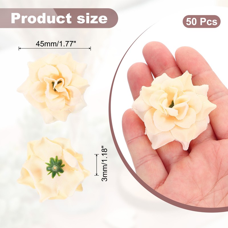 50 Pcs Artificial Roses 1.77" for Wedding Beige gallery