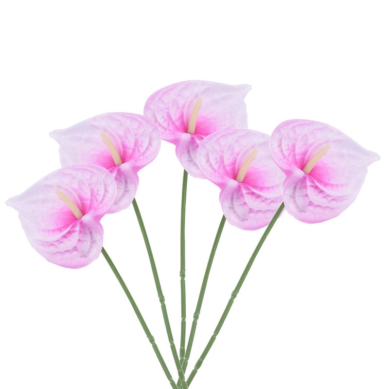 13″ Artificial Anthrax Lily Flowers, 5pcs Permanent Flower, White Fuchsia