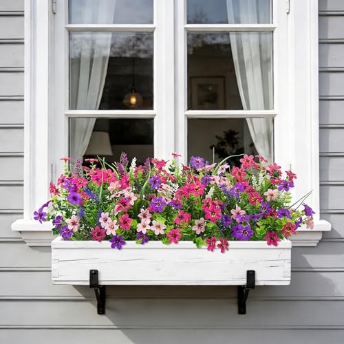 24 Bundles Artificial Flowers for Outdoors, UV Resistant Colorful Fake gallery