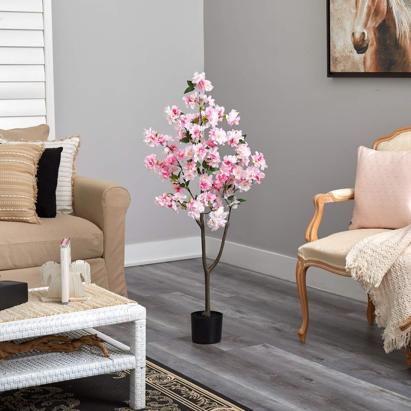 Nearly Natural 4Ft. Cherry Blossom Artificial Tree Pink T2721-Pk gallery