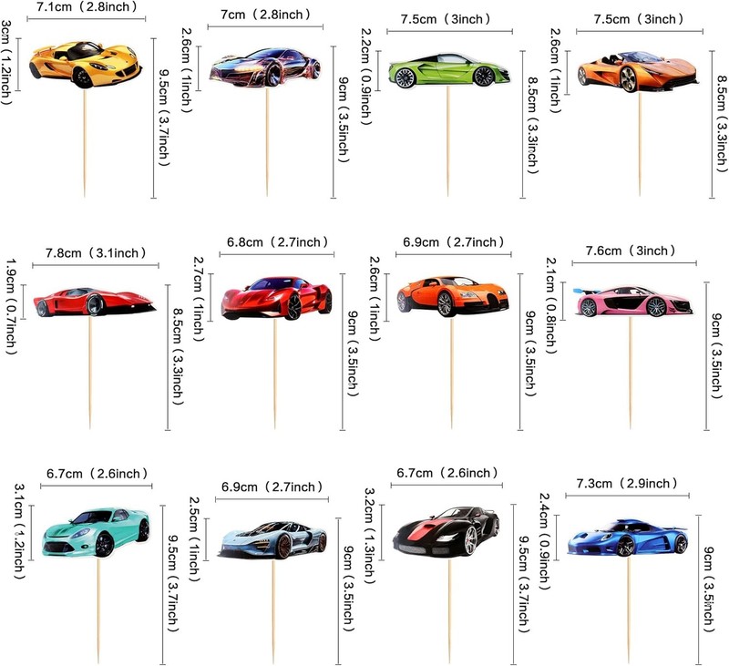 Racing Car Cupcake Toppers,24 PCS Racing Car Rider Theme Cupcake gallery