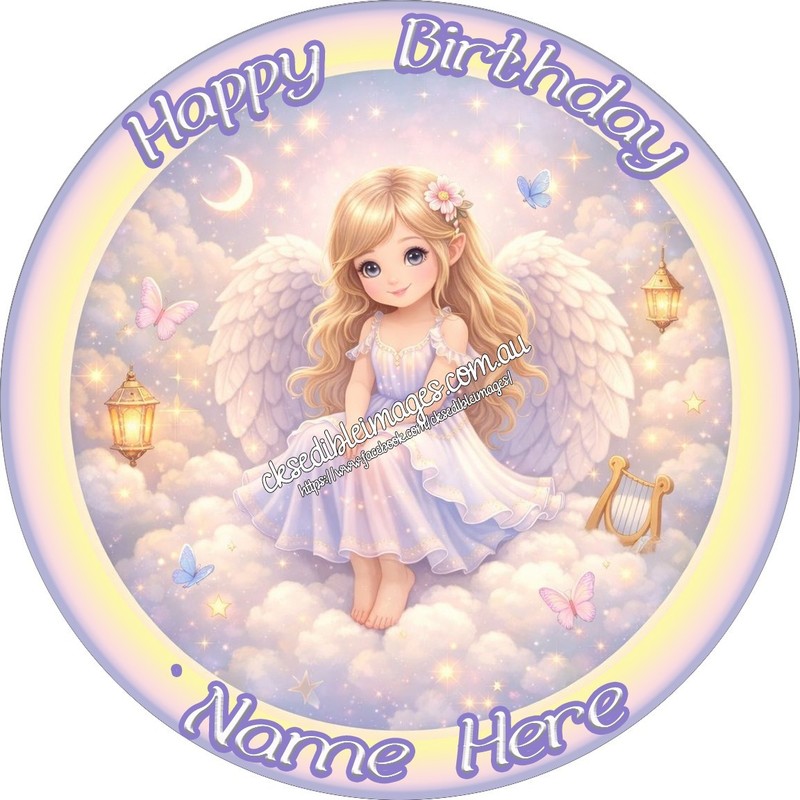Cute Angel Edible Image Cake Cupcake Icing wafer Topper