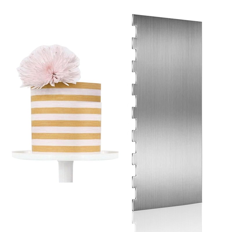 9 Inch Stainless Steel Cake Scraper Cake Decorating Tools Sided Patterned Edg…