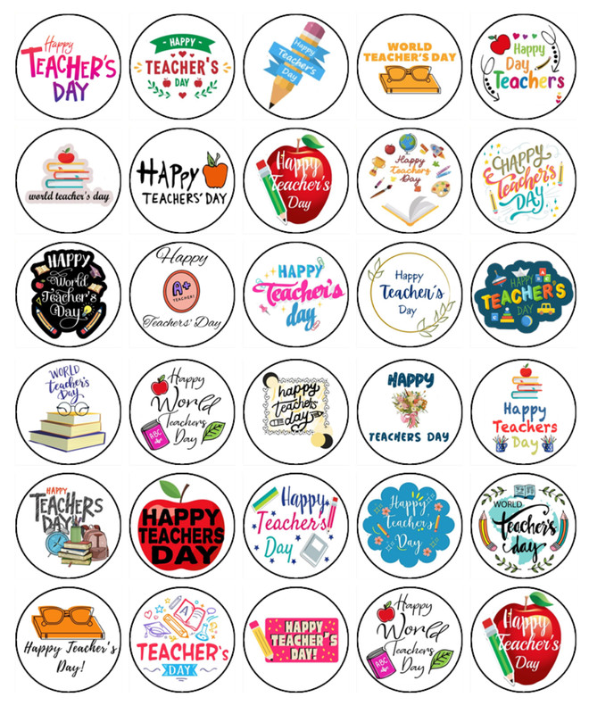 Teachers Day Cupcake Toppers Edible Icing Cake Teachers Decorations (2 Sizes) gallery