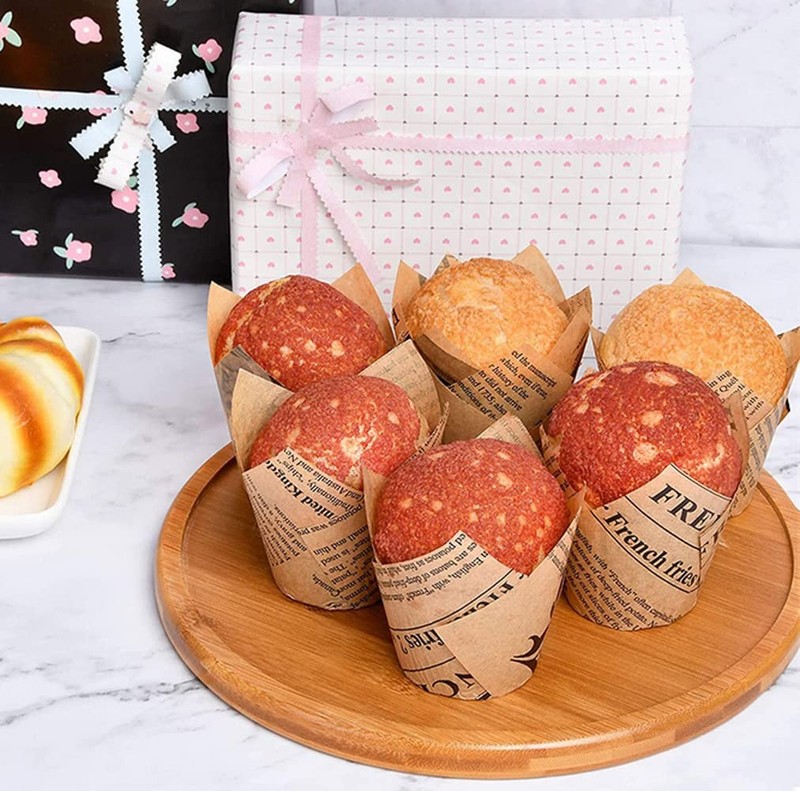 200 PCS Tulip Cupcake Liners Brown Muffin Baking Cups Wrappers For Birthday gallery