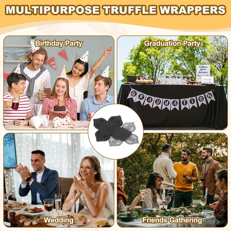 30PCS 4.1 Inch Truffle Wraps for Wedding Birthday, Black gallery