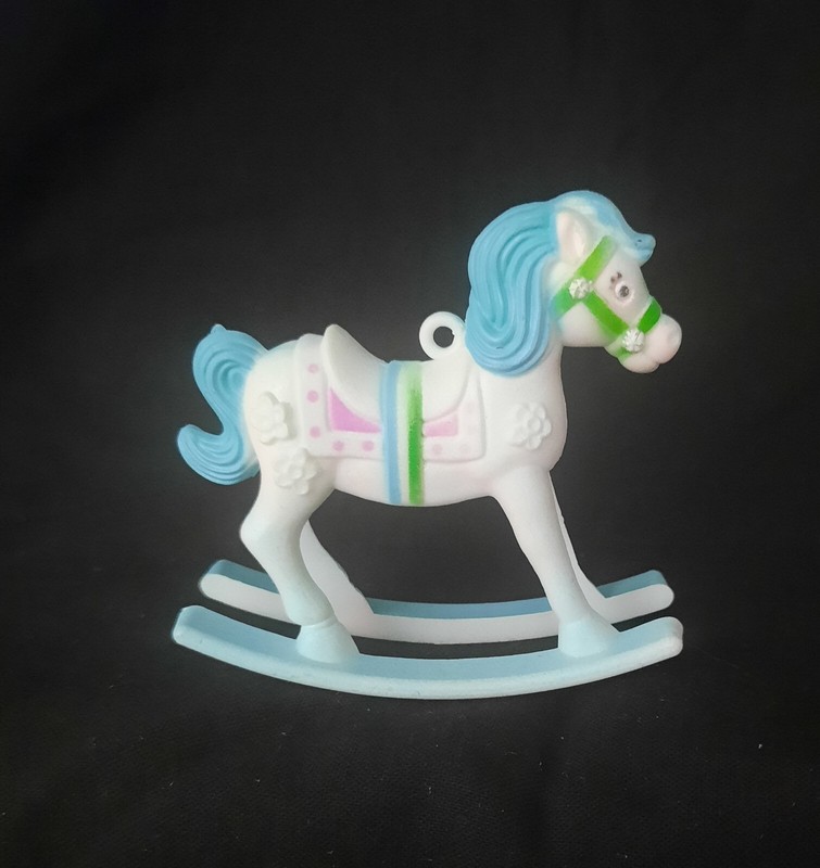 Vintage Blue Rocking horse Cake Topper/decration Hanging Ornament. gallery
