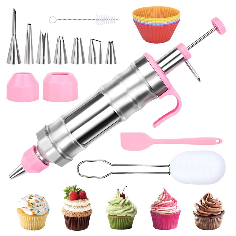 Dessert Decorating Set, Stainless Frosting Piping Kit with 7 Piping Tips & 7 …