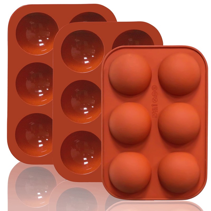 6 Holes Medium Semi Sphere Silicone Molds, 3 Packs Half Sphere Silicone Bakin…
