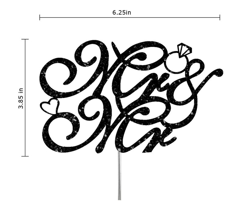 Mr & Mr Black Glitter Cake Topper, Wedding Party Decorations Ideas, Anniversary gallery