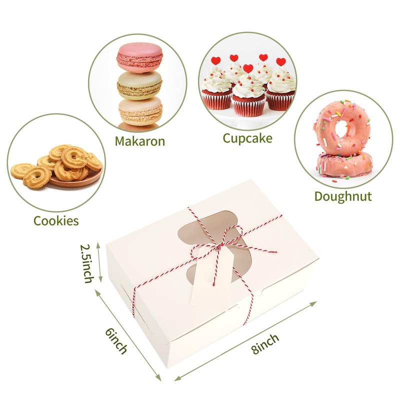 36PCS 8x6x2.5-in White Christmas Cookie Boxes, Window, Bakery Pastry Gift Boxes gallery