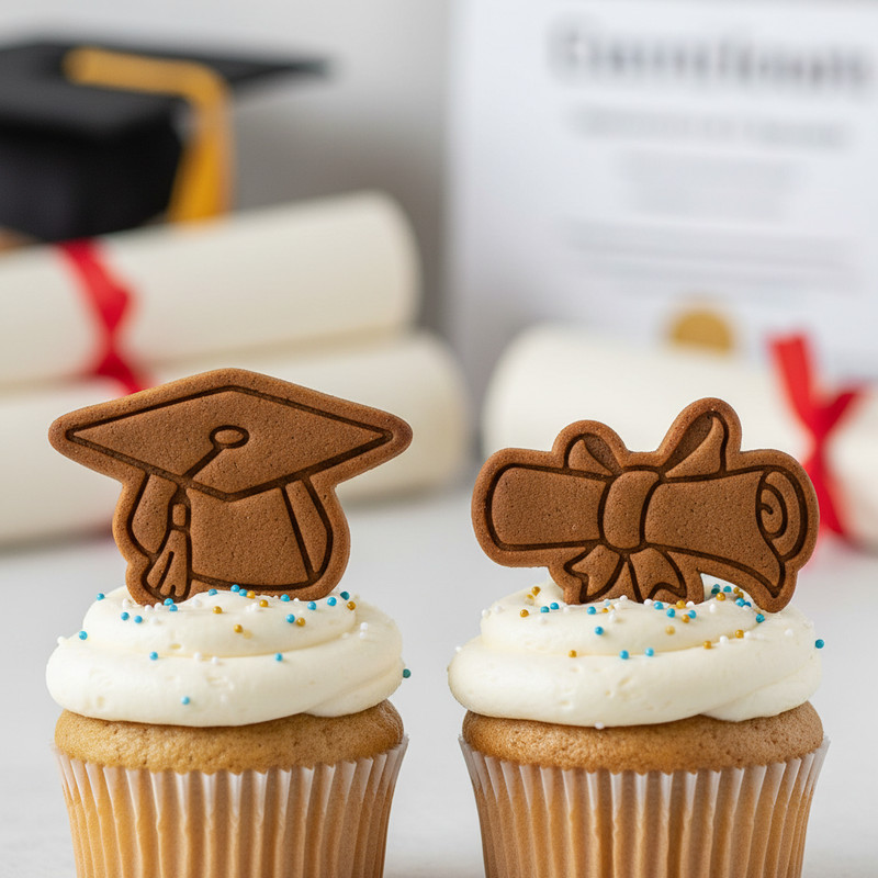 Graduation Day - Mini 2" Cookie Cutter & Stamp Set - Graduate Cap Diploma Scroll gallery