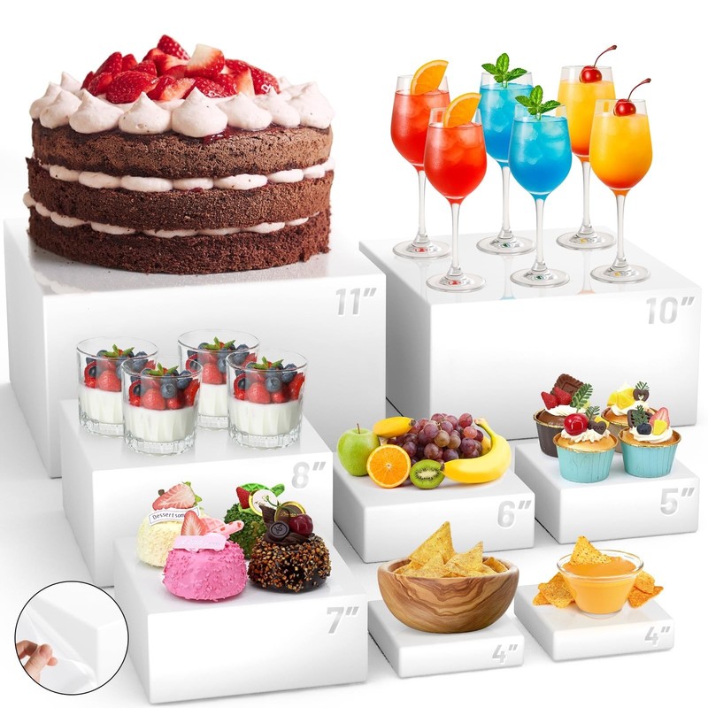 8 Pcs Acrylic Buffet Food Risers - Large Dessert Cupcake Stands for Catering & P gallery