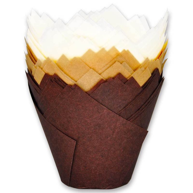 Jumbo Extra Large Greaseproof Tulip Baking Cups - 130 Pcs, 2.25" Base x 3.75" He gallery