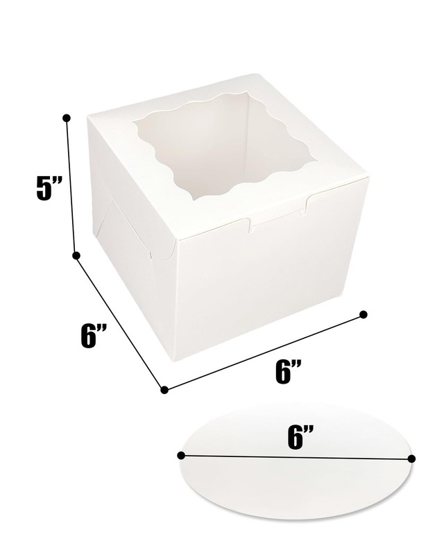 36pcs 6x6x5 Inches with Window 18-Packs White 6 Inch Bakery Boxes (18 Cake Bo... gallery