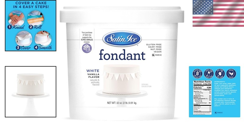 2 lb White Fondant - Vanilla Flavor, Allergen Free & Kosher Certified gallery