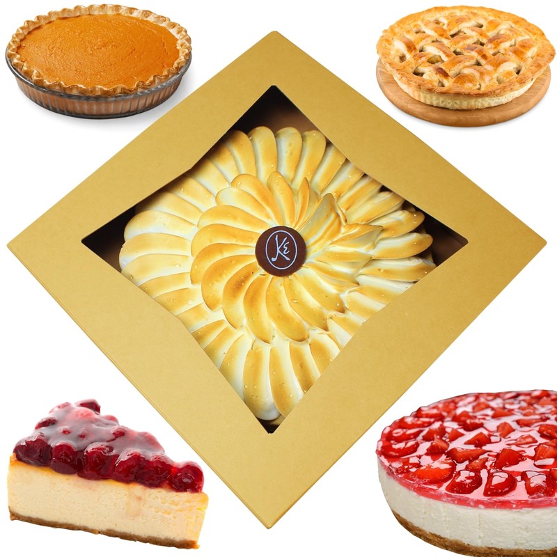 Pie Boxes 10x10x2.5 Inch | Brown / 50 pcs/Auto-Popup | Bakery/Pastry/Treats/C…
