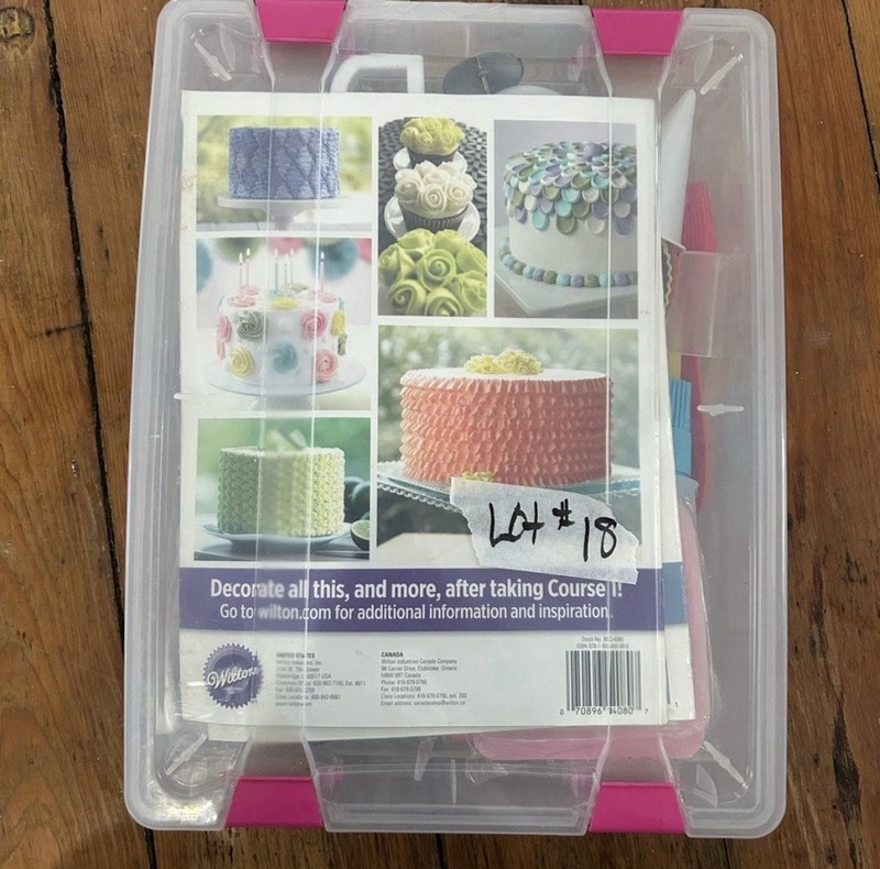 Wilton Cake Decorating Set with Pink and Blue Accents and Snowflake Baking Dish