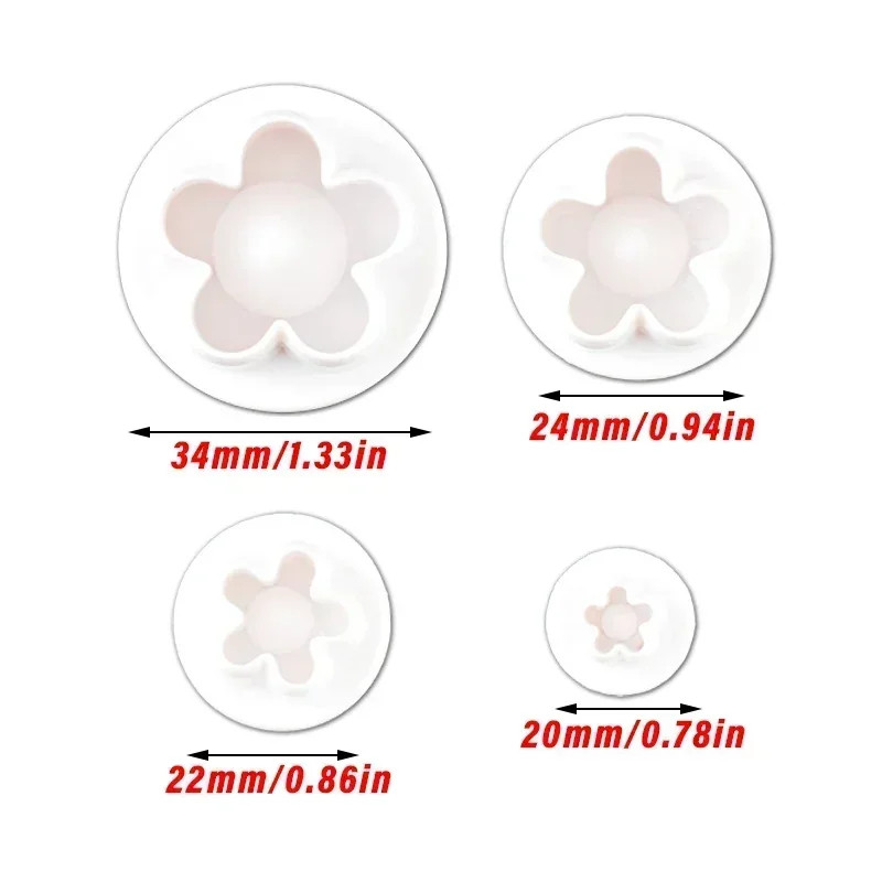 4/8Pcs Plum Flower Daisy Flower Cake Plunger Fondant Cookie Cutter Mold Plum Bak