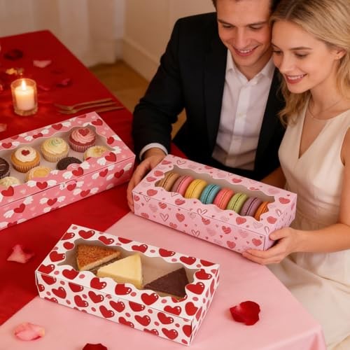CIEOVO 24 Pcs Valentine's Day Treat Boxes with Window Cookies Boxes B-Valentine gallery