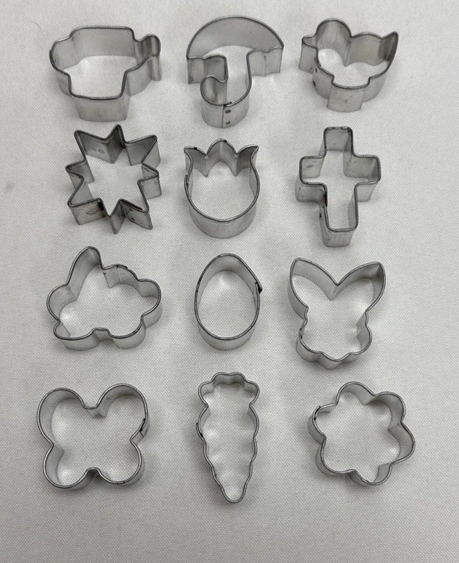 Easter Spring Baby Shower Mini Metal Cookie Fondant Cutters 12pc 1.5-2”