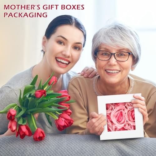 Square Gift Boxes with Lids - Set of 4 Gift Boxes with Clear Window for White gallery