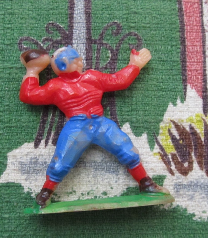 Vintage hand painted Celluloid Football player cake topper