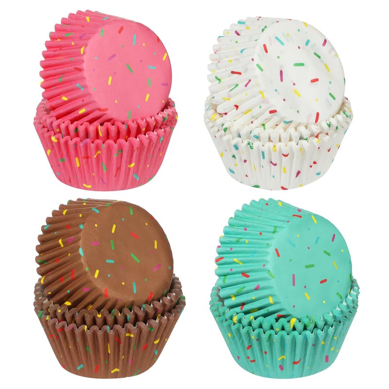 200 PCS Confetti Sprinkle Cupcake Liners Colorful Donut Muffin Baking Cups