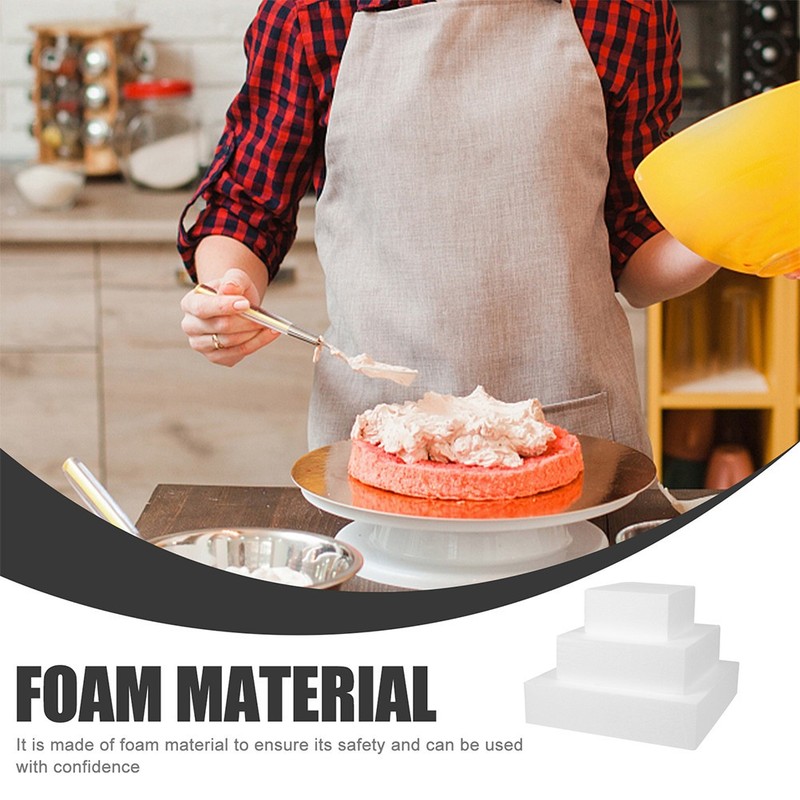 3 Pcs Cake Model Foam Blocks Square Cake Dummy Baking Tool Wedding gallery