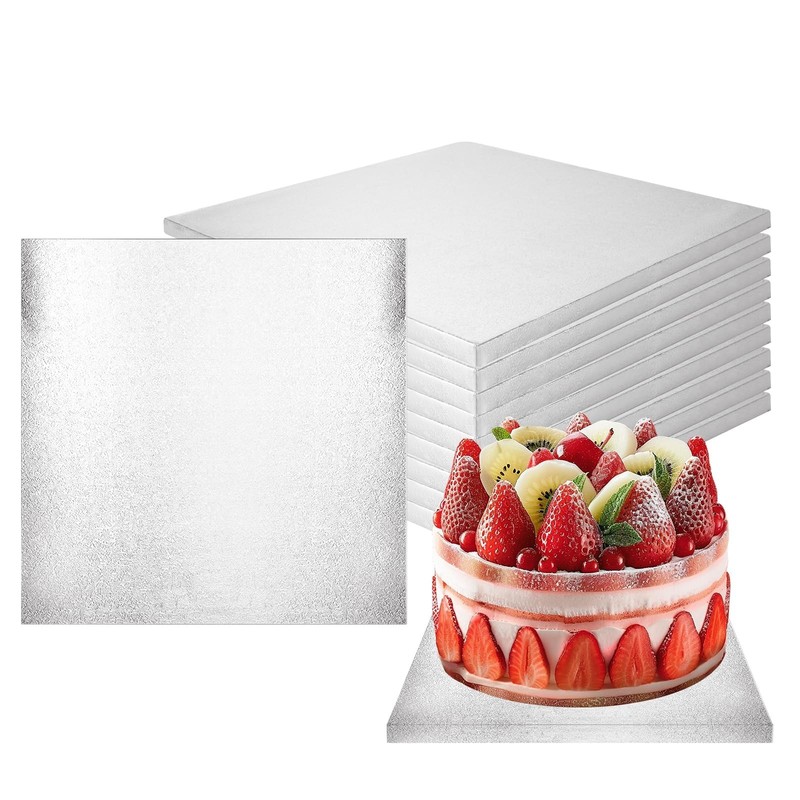12 Inch Square Cake Drums, 10 Pack Sturdy 1/2″ Thick Cake Boards with Fully W…