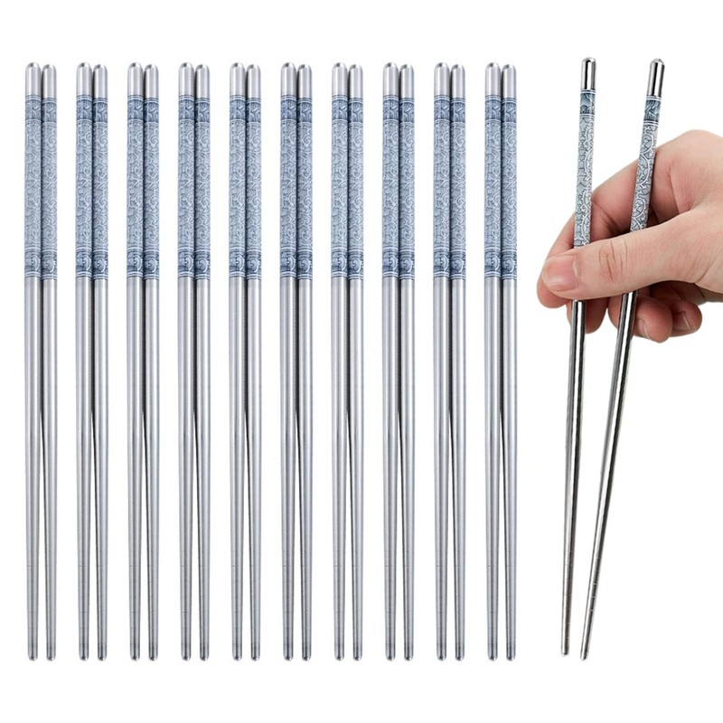 10 Pairs Stainless Steel Chopsticks Dishwasher Safe – 22.4Cm/8.82” Reusable Met