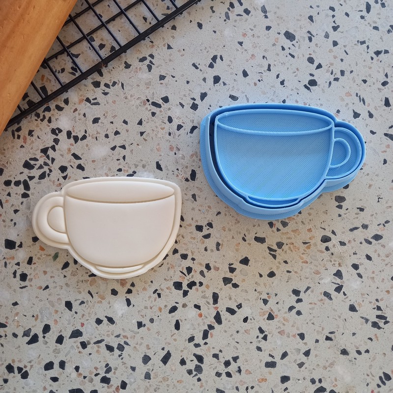 Tea Cup embosser & cutter set 8.5cm – teacup cookie, biscuit, fondant