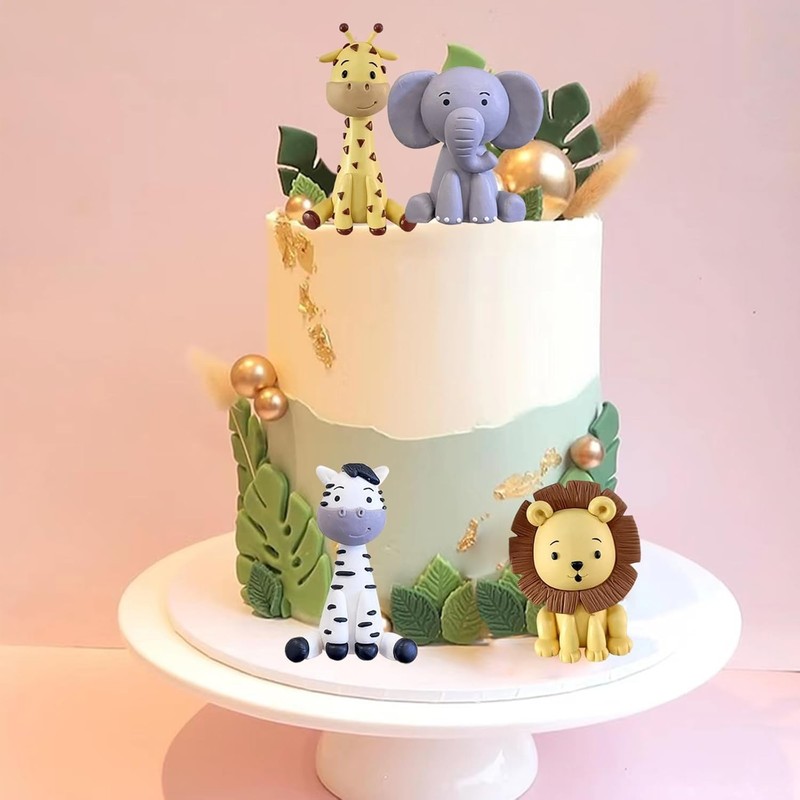 Safari Animal Cake Toppers Jungle Wild Cake Decorations with Lion Giraffe gallery