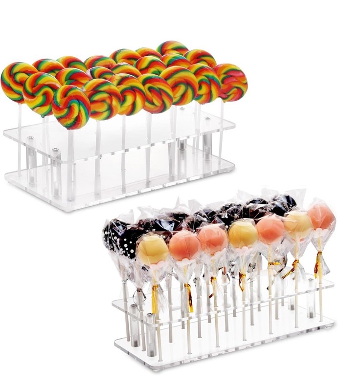 2PCS Cake Pop Stand 21 Holes Cake Pop Holder Stand Clear Acrylic Cake Pop Sta...