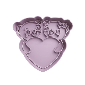 Two Panda Bears with Heart Valentines Day Cookie Cutter