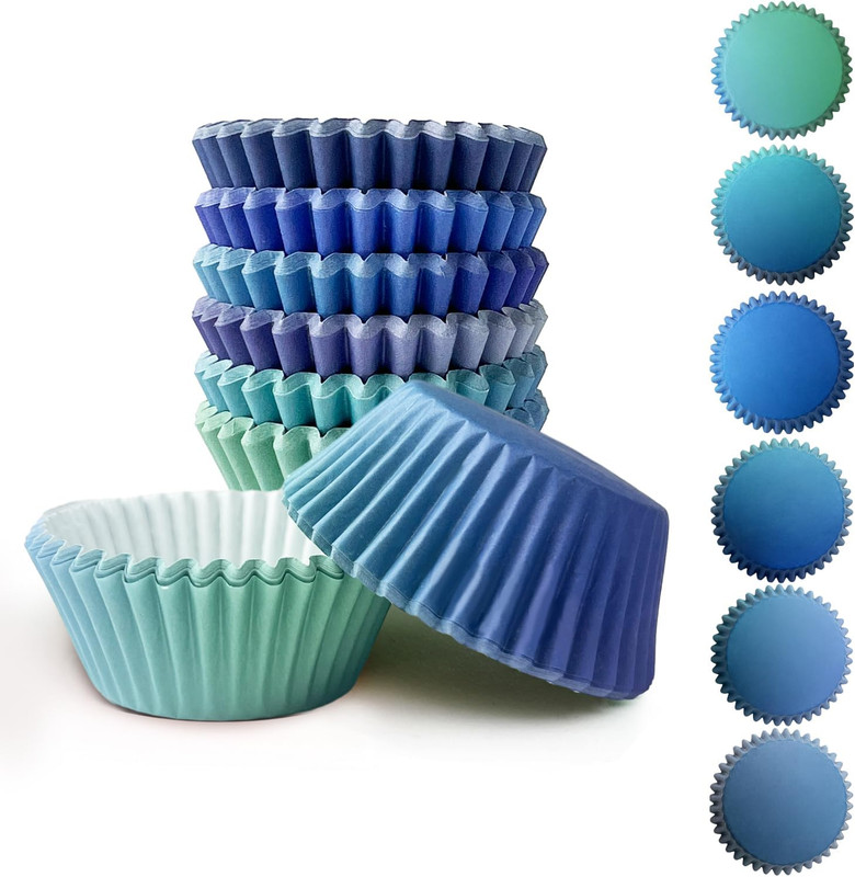 300PCS Mini Gradient Cupcake Liners Cupcake Cups 6 Designs Small Blue Gradient C gallery