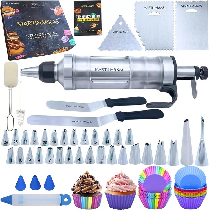 Cake Decorating Kit 159 Baking Supplies Icing Gun with 30 Piping Tips Frost gallery