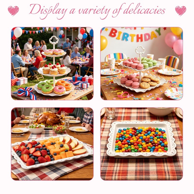 12 Piece Dessert Table Display Set - with Cupcake Stand, Appetizer Trays & Ta... gallery