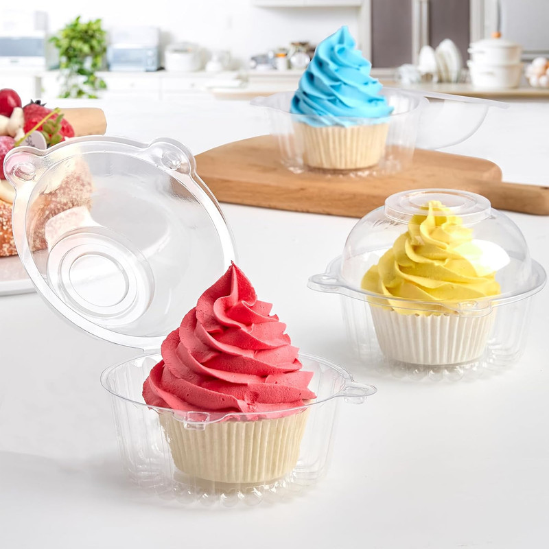 100 Pack Individual Cupcake Containers, Clear Plastic Cupcake Holders with Dome gallery