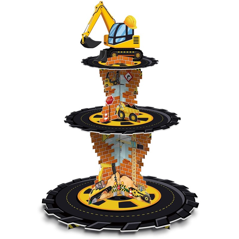 Tiamon Construction Birthday Decorations 3 Tier Construction Theme Cupcake St...