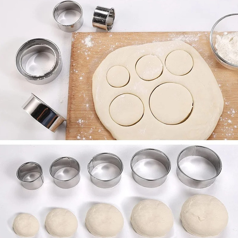 5pcs Stainless Steel Round Biscuit Cutter Pastry Mold Set Kitchen Baking Gadget gallery
