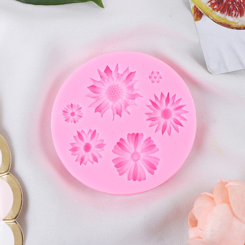 3D Sunflower Flower Petals Embossed Silicone Mold Relief Fondant Cake Decor Tool gallery