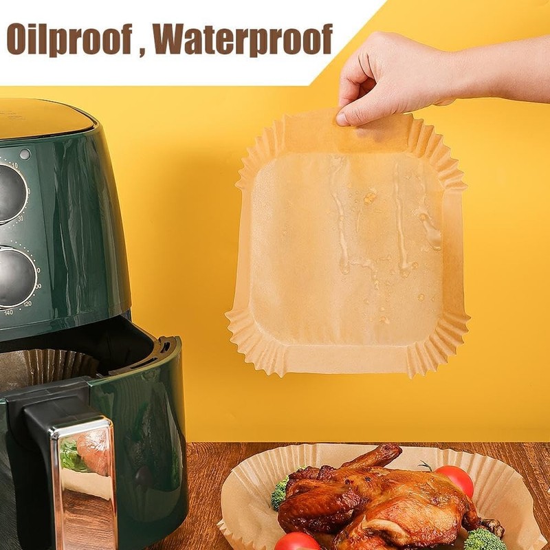 9.5 Inch Paper Air Fryer Liners Disposable,130 Pcs 9.5"Square-130pcs, Wood gallery