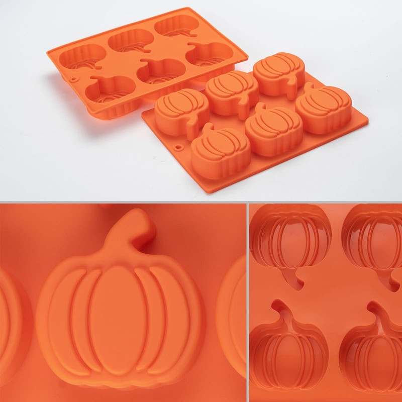 Pumpkin Muffin Mold 3 Pack Cake Pan Silicone (3 Pack), Orange gallery