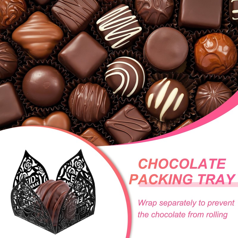 25 PCS Truffle Wrapper 4.3 Inch Square Cupcake Liner Baking Paper Black gallery