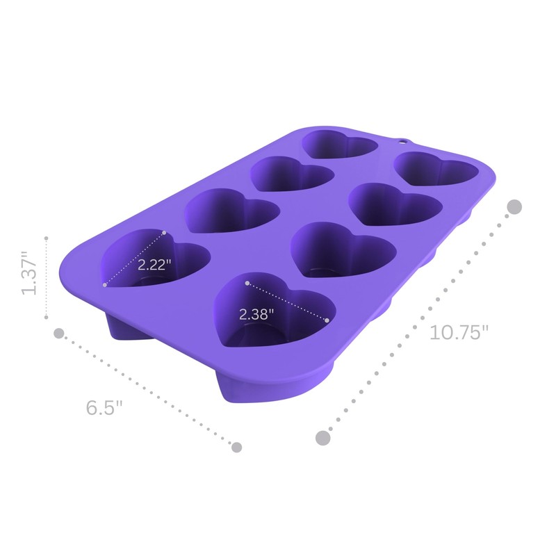 Bakerpan Valentine Silicone Heart Molds for Baking, Mini Shaped Purple gallery