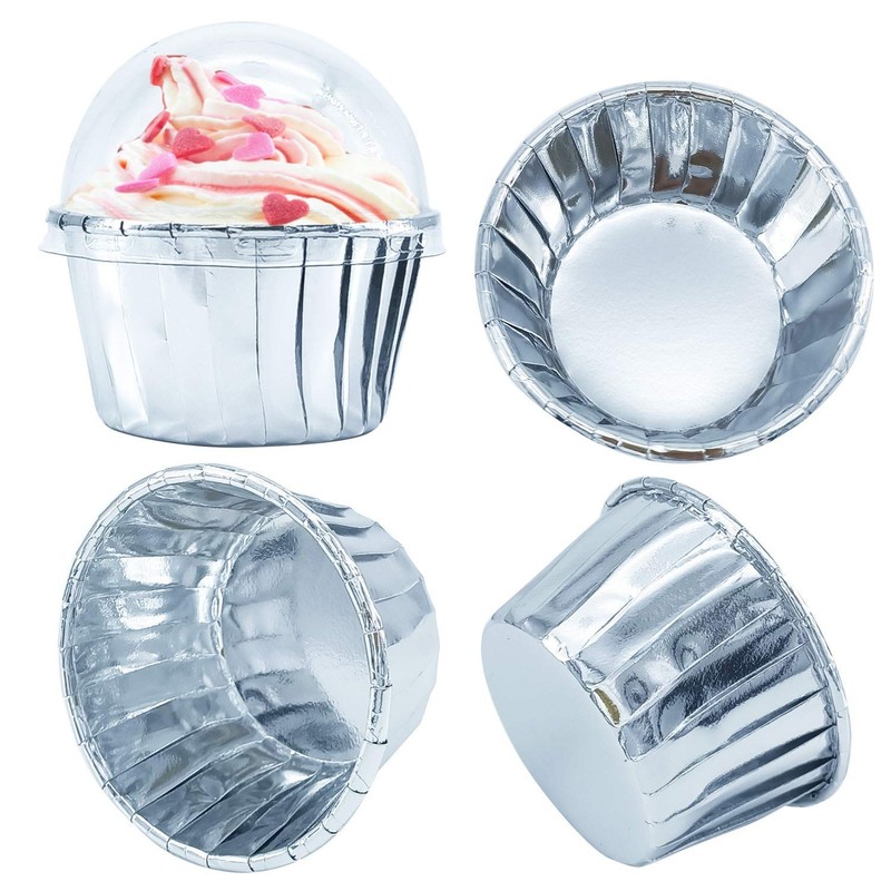 Foil Cupcake Liners with Lids 100Pack,Free-Air 3.5Oz Foil Baking Cups Mini Mu... gallery
